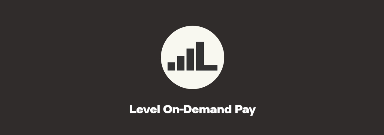 black background image of the Level company logo for their on demand pay blog